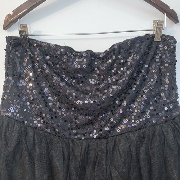 Cocktail Prom Wedding Party Sequin Mesh Ruffle High Waist Black Dress XL - Picture 2 of 8